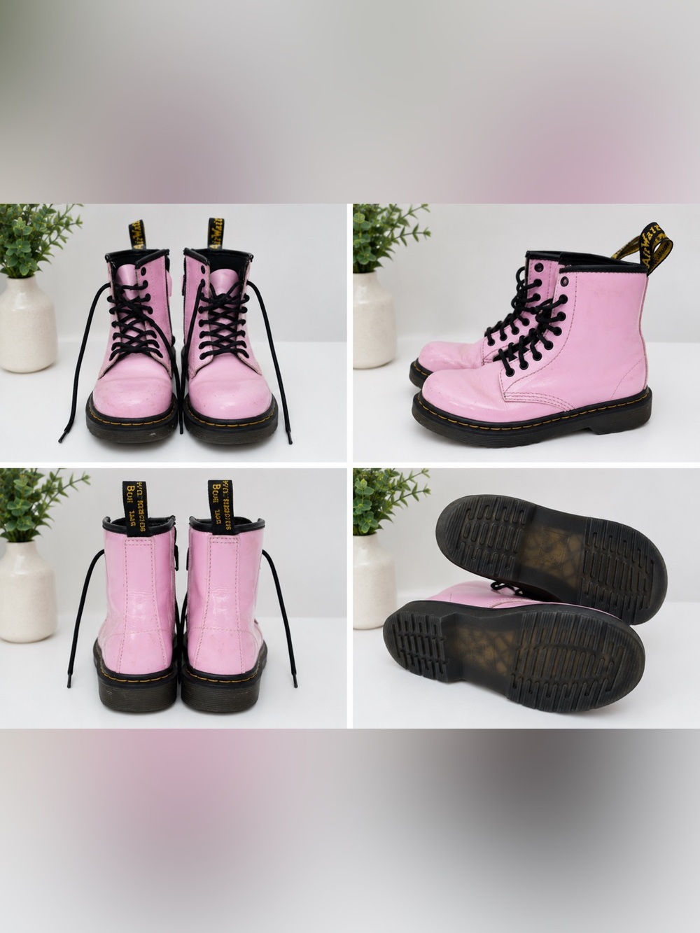 Dr. Marten Kids Pink Patent Lace Up Boots